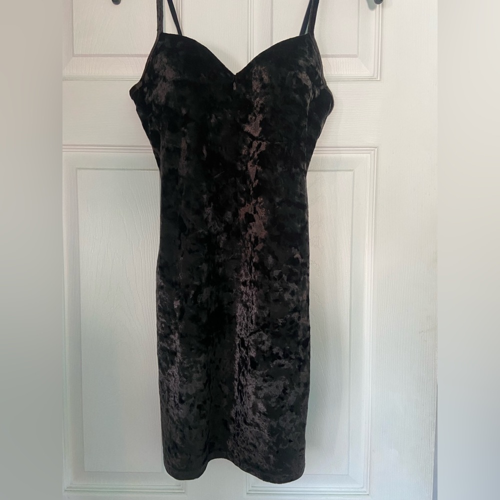 Coed, Black Velvet Spaghetti Strap Dress